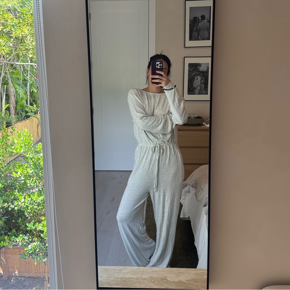 REVOLVE Cream Wide-Leg Knit Jumpsuit